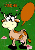 La vache rigolote et son texte &agrave; remplir